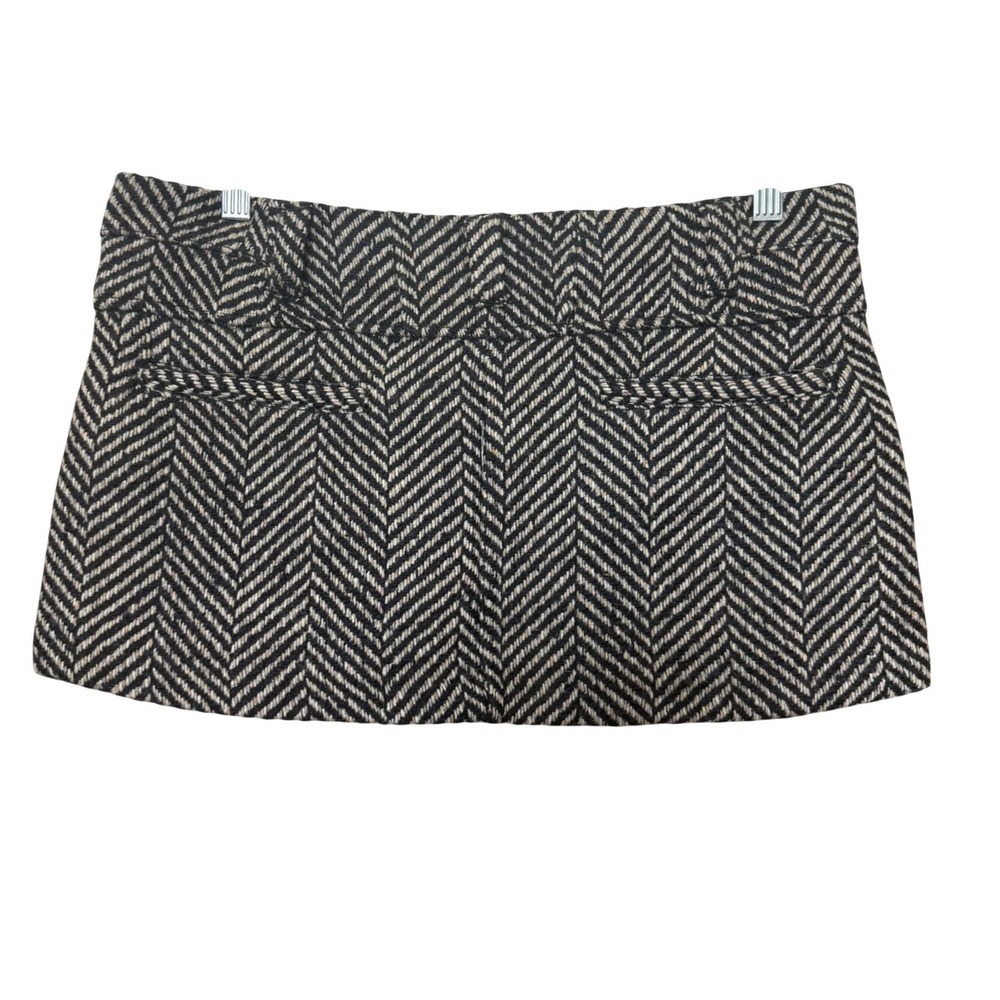 Free People Mille-fleurs Wool Blend Black Herringbone Micro Skirt Size 8 NEW - Picture 5 of 9